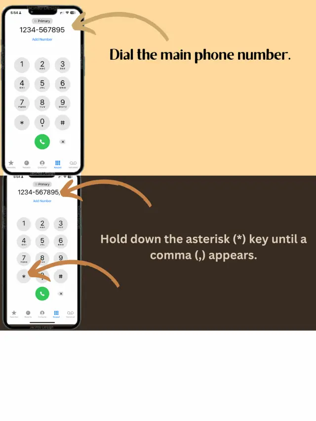 how to dial extension on iphone